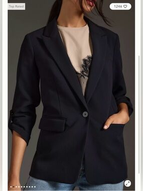 Anthropologie Maeve Roll-Sleeve Blazer